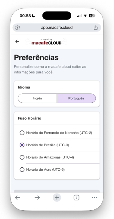 Painel de Preferências